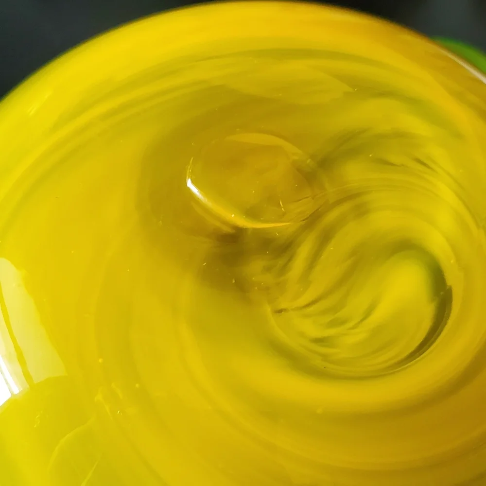 Huge Blenko 17" Handmade Yellow & Blue Art Glass Bowl - Picture 11 of 13